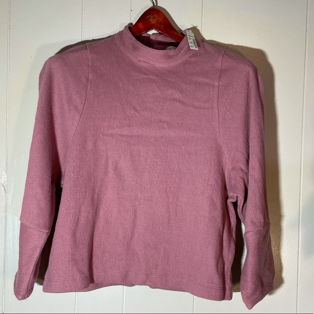 Madewell autumn berry button back mockneck top NWT
